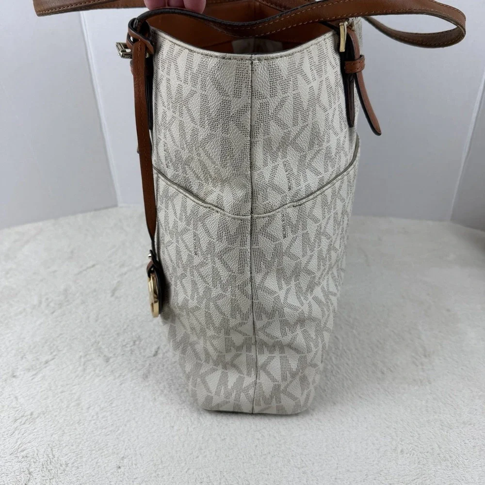 MICHAEL‎ KORS Bedford Large Pocket Vanilla Tote Bag Logo 30S0GBFT3B